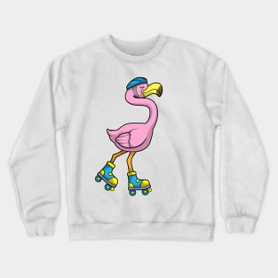 Flamingo as Skater with Skates & Helmet Crewneck Sweatshirt